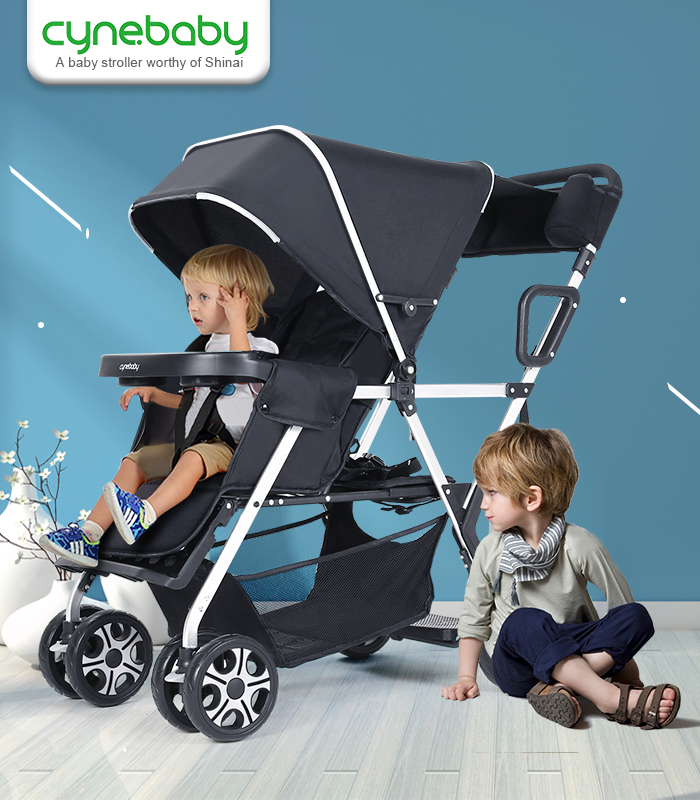 Seebaby Fold Twins Poussette Double Pram Deux places peut résister / Sit  Fit bébé et enfants Nouveau-nés transport de charge 130 kg Poussette